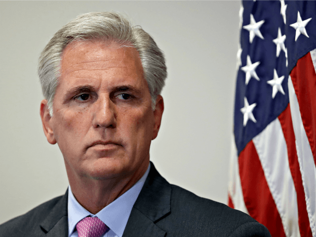 WASHINGTON, DC - JULY 24: House Majority Leader Kevin McCarthy (R-CA) participates in a weekly press conference with Republican House leaders at the U.S. Capitol July 24, 2018 in Washington, DC. When asked about U.S. President Donald Trump's threat of revoking security privileges of political opponents, Speaker of the House …