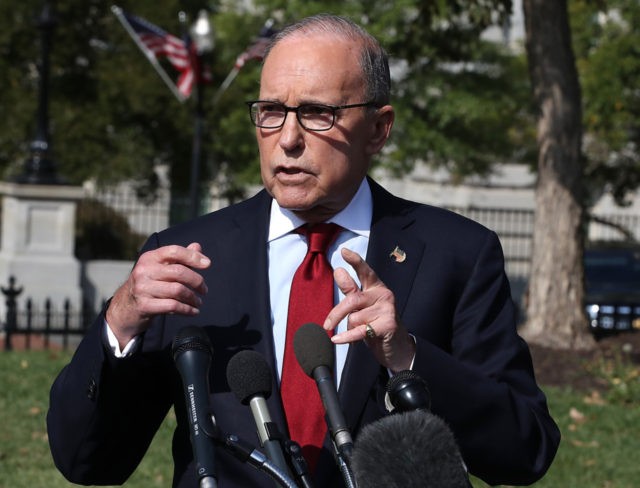 WASHINGTON, DC - OCTOBER 07: White House Chief Economic Adviser, Larry Kudlow speaks to the media about President Trump's trade agenda, on October 7, 2019 in Washington, DC. (Photo by Mark Wilson/Getty Images)