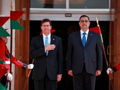 raqi Defense Minister Najah al-Shammari, right, and U.S. Defense Secretary Mark Esper, lef