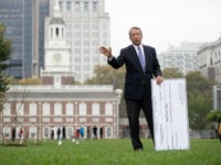 Republican presidential candidate, former South Carolina Gov. Mark Sanford speaks on Independence Mall in Philadelphia, Wednesday, Oct. 16, 2019. (AP Photo/Matt Rourke)