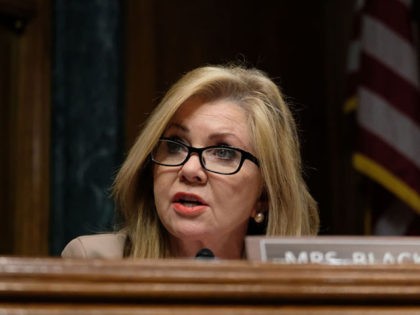WASHINGTON, DC - APRIL 10: Sen. Marsha Blackburn (R-TN) speaks at a Senate Judiciary Committee hearing on April 10, 2019 in Washington, DC. The Republican-controlled Senate Judiciary Committee is questioning whether large tech companies are biased towards conservatives. (Photo by Alex Wroblewski/Getty Images)