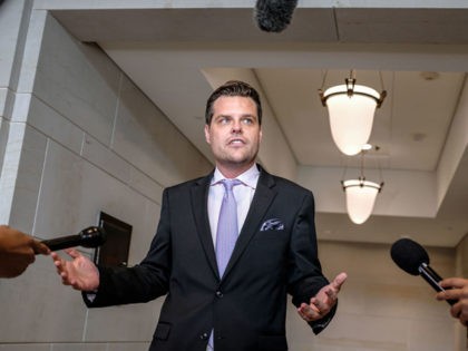 WASHINGTON, DC - OCTOBER 14: U.S. Rep. Matt Gaetz (R-FL) speaks to members of the media on Capitol Hill on October 14, 2019 in Washington, DC. Fiona Hill, former Special Assistant to U.S. President Donald Trump and Senior Director for European and Russian Affairs on the United States National Security …
