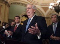 WASHINGTON, DC - OCTOBER 22: U.S. Senate Majority Leader Mitch McConnell (R-KY) speaks to the media after attending the Republican weekly policy luncheon on Capitol Hill, October 2, 2019 in Washington, DC. McConnell spoke on several topics including the House impeachment inquiry and a possible trial in the Senate. (Photo …