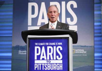 WASHINGTON, DC - FEBRUARY 13: Michael Bloomberg speaks at the "Paris to Pittsburgh" film screening hosted by Bloomberg Philanthropies and National Geographic at National Geographic Headquarters on February 13, 2019 in Washington, DC. (Photo by Paul Morigi/Getty Images for Bloomberg Philanthropies)