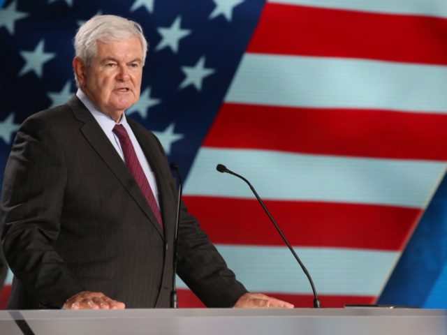 Newt Gingrich, former US Speaker of the House attends "Free Iran 2018 - the Alternative" event organized by exiled Iranian opposition group on June 30, 2018 in Villepinte, north of Paris. (Photo by Zakaria ABDELKAFI / AFP) (Photo credit should read ZAKARIA ABDELKAFI/AFP/Getty Images)