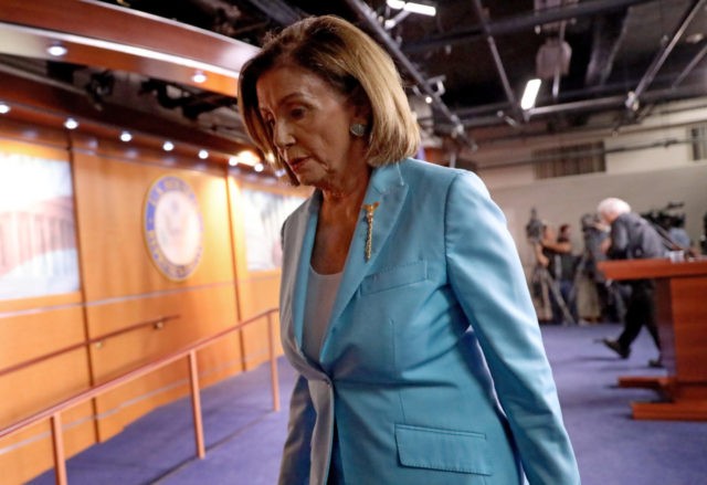 WASHINGTON, DC - OCTOBER 02: Speaker of the House Nancy Pelosi (D-CA) departs a press conference at the U.S. Capitol October 2, 2019 in Washington, DC. Pelosi and Schiff updated members of the media on the latest developments related to the impeachment inquiry focused on U.S President Donald Trump. (Photo …