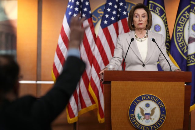 WASHINGTON, DC - OCTOBER 17: Speaker of the House Nancy Pelosi (D-CA) talks to reporters d