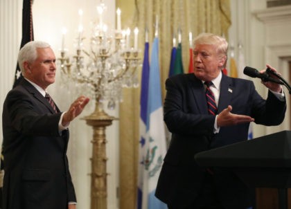 WASHINGTON, DC - SEPTEMBER 27: U.S. President Donald Trump invites Vice President Mike Pen