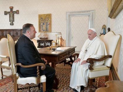Pope Francis with Mike Pompeo