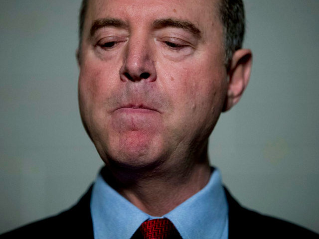 Rep. Adam Schiff, D-Calif., Chairman of the House Intelligence Committee, pauses while giv