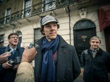 Martin Freeman and Benedict Cumberbatch in Sherlock (2010) Titles: Sherlock, The Empty He