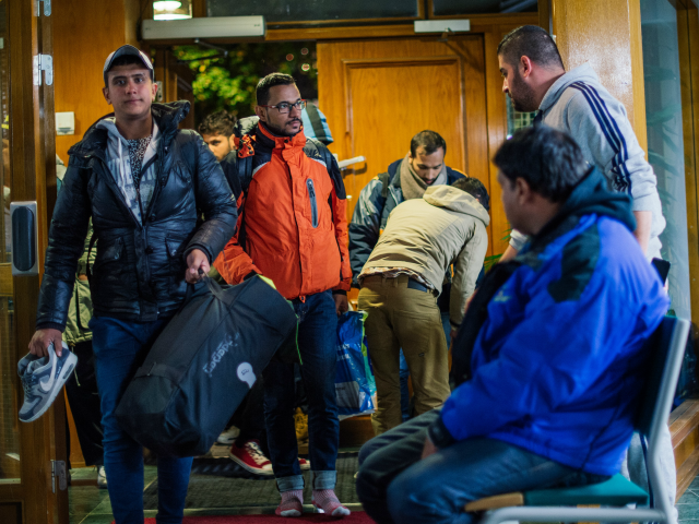 Refugee's arrive to Stockholm central mosque on October 15, 2015 after many hours bus journey from the southern city of Malmo. Since September, Islamic Relief Sweden welcomes newly arrived refugees at the Stockholm central mosque for one or two nights before they seek asylum in Sweden or travel further to …
