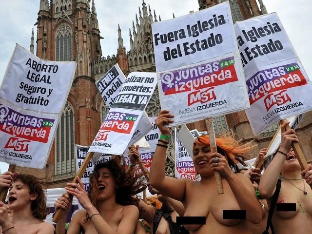 Topless abortion protest