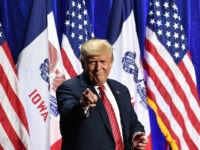 TOPSHOT - US President Donald Trump arrives to speak during the Republican Party of Iowa Annual Dinner at The Ron Pearson Center in West Des Moines, Iowa on June 11, 2019. (Photo by MANDEL NGAN / AFP) (Photo credit should read MANDEL NGAN/AFP/Getty Images)