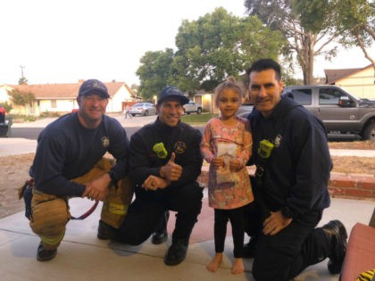 Firefighters from the Ventura County Fire Department went above and beyond their call of duty when they visited a little girl on her birthday while her father was off battling the Getty Fire in southern California.