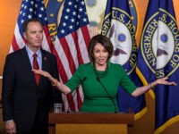 WASHINGTON, DC - OCTOBER 15: House Speaker Nancy Pelosi (D-CA) speaks during a news conference on Capitol Hill on October 15, 2019 in Washington, DC. House Democrats will not hold a vote to authorize impeachment inquiry into President Donald Trump. Also pictured is House Intelligence Committee Chairman Rep. Adam Schiff …
