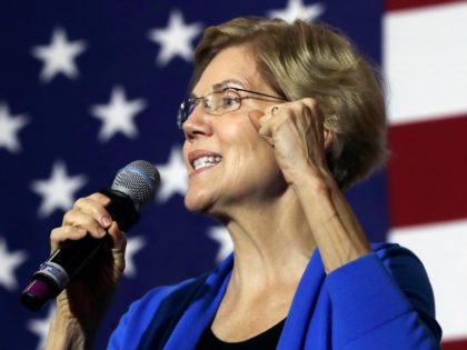 Democratic presidential candidate Sen. Elizabeth Warren, D-Mass., speaks at a campaign eve