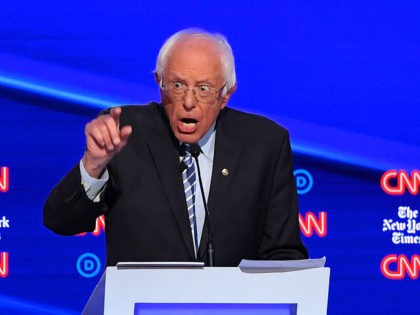 Democratic presidential hopefuls Vermont Senator Bernie Sanders (L) and former US Vice Pre