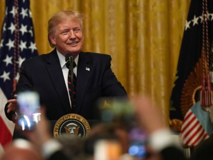 President Donald Trump speaks at the Hispanic Heritage Month Reception in the East Room of