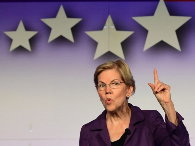 Democratic presidential candidate Elizabeth Warren speaks at the SEIU Unions for All Summi