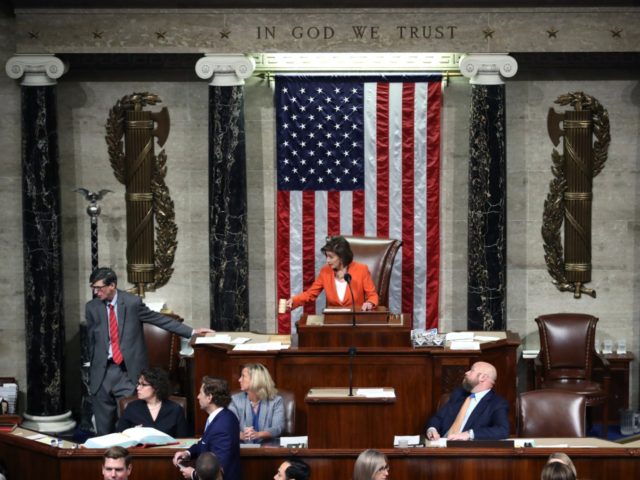 WASHINGTON, DC - OCTOBER 31: Speaker of the House, U.S. Rep. Nancy Pelosi (D-CA) presides over the U.S. House of Representatives as it votes on a resolution formalizing the impeachment inquiry centered on U.S. President Donald Trump in the House Chamber October 31, 2019 in Washington, DC. The resolution creates …