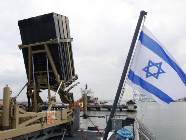 A photo taken on February 12, 2019, shows an Israeli naval Iron Dome defence system, desig