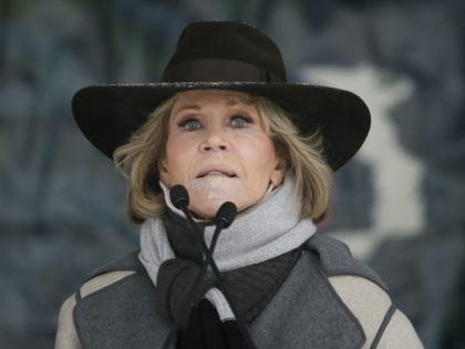 Actress Jane Fonda speaks at the Respect Rally Park City during the 2018 Sundance Film Fes