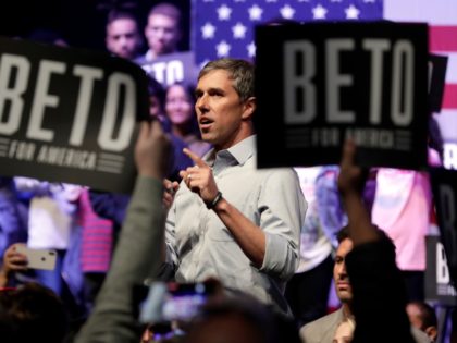 Democratic presidential candidate former Texas Rep. Beto O'Rourke speaks during a campaign rally in Grand Prairie, Texas, Thursday, Oct. 17, 2019. (AP Photo/Tony Gutierrez)