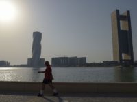 This picture taken on June 25, 2019 shows a general view of the Four Seasons Hotel (R) in the Bahraini capital Manama, where the "Peace to Prosperity" workshop is taking place. - Co-host the United States is holding out the prospect of $50 billion of investment to the Palestinians and …