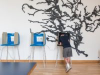 MINNEAPOLIS, MN - AUGUST 14: A voter fills out a ballot for the 2018 Minnesota primary election at the Weisman Art Museum polling place on August 14, 2018 in Minneapolis, Minnesota. Connecticut, Vermont and Wisconsin are also holding primaries today. (Photo by Stephen Maturen/Getty Images)