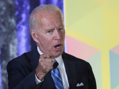 2020 Democratic presidential hopeful former US Vice President Joe Biden gestures during his speech at the Women's Leadership Forum Conference on October 17, 2019 in Washington DC. (Photo by Eric BARADAT / AFP) (Photo by ERIC BARADAT/AFP via Getty Images)