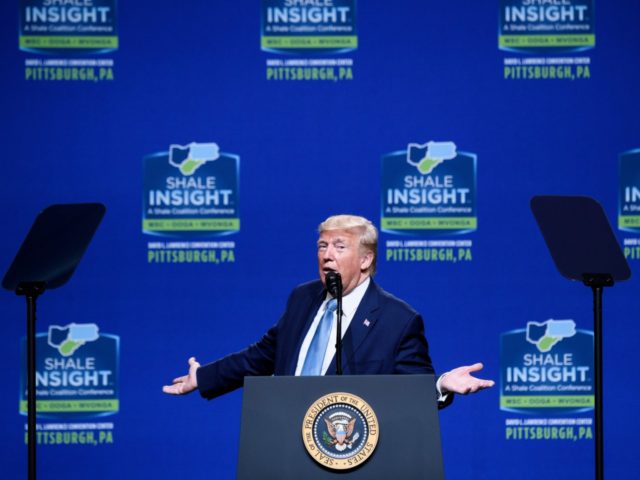 US President Donald Trump speaks during the 9th Shale Insight Conference at the David L. L