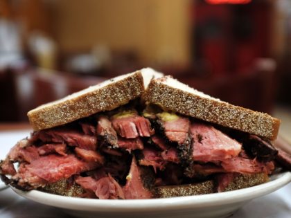 NEW YORK, NY - MARCH 20: A classic pastrami sandwich is viewed at Katz's Delicatessen on March 20, 2015 in New York City. A pastrami sandwich at Katz's will now cost $21.50 with tax due to the rise in the meats price. Beef prices increased 19% in January and are …