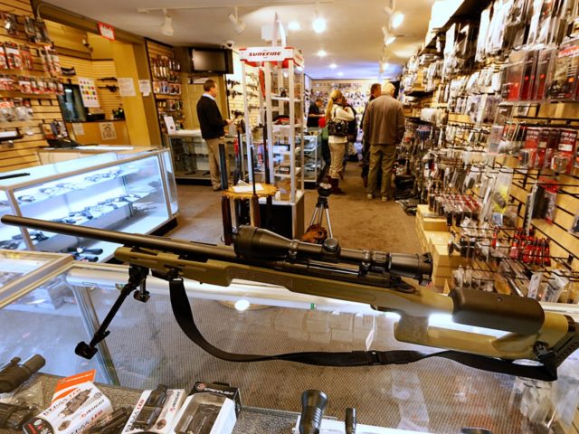 SALT LAKE CITY, UT - JANUARY 15: A sniper rifle is on display to purchase at the "Get Some