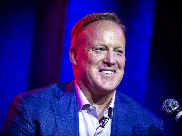 WASHINGTON, DC - JULY 24: Former White House Press Secretary Sean Spicer speaks about his new book "The Briefing: Politics, The Press, and The President," at a book launch party, at Pearl Street Warehouse, on July 24, 2018 in Washington, DC. (Photo by Al Drago/Getty Images)