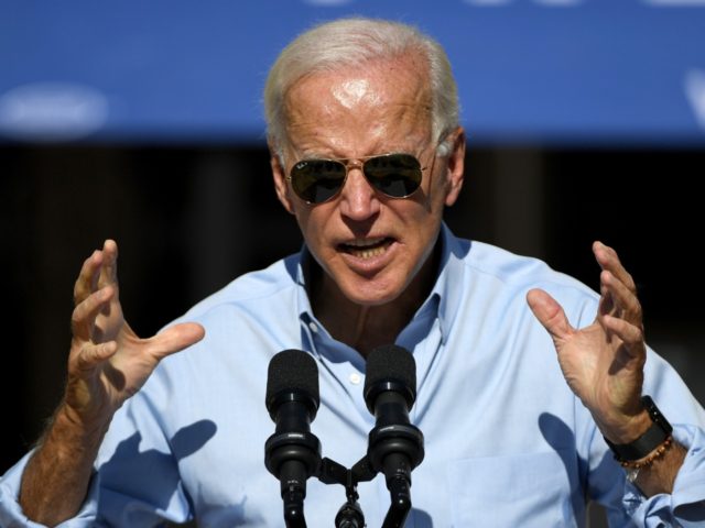 LAS VEGAS, NEVADA - SEPTEMBER 27: Democratic presidential candidate and former U.S. Vice President Joe Biden speaks to voters at the East Las Vegas Community Center on September 27, 2019 in Las Vegas, Nevada. Biden is still the front-runner in most national polls but his lead over U.S. Sen. Elizabeth …