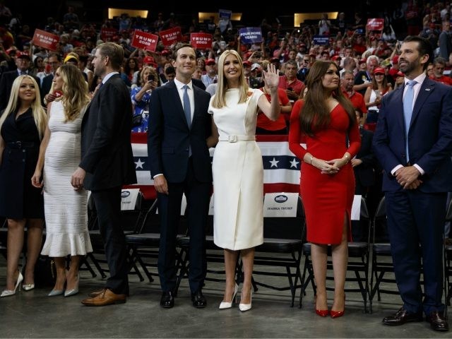 The family of President Donald Trump, from left, Tiffany Trump, Lara Trump, Eric Trump, Ja