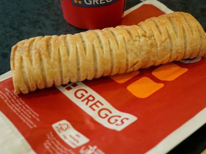 MANCHESTER, ENGLAND - JANUARY 06: In this photo illustration, a Greggs vegan sausage roll lays on a table on January 06, 2019 in Manchester, England. Greggs bakers recently launched the vegan sausage roll to compliment its popular meat sausage roll. The new vegan filling is made out of the company's …