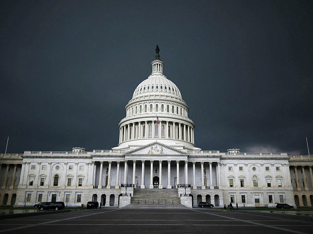 WASHINGTON, DC - JUNE 13: Storm clouds fill the sky over the U.S. Capitol Building, June 1