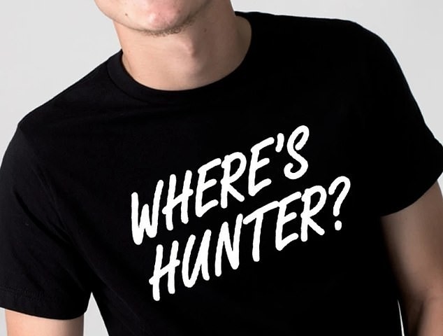 The Trump campaign has begun selling 'Where's Hunter' t-shirts (pictured) on their merchandise site for $25 a pop