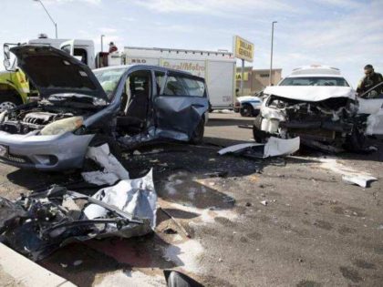 A suspected human smuggler led Border Patrol agents on a pursuit that ended in a crash that sent an innocent driver to the hospital. (Photo: U.S. Border Patrol/Yuma Sector)