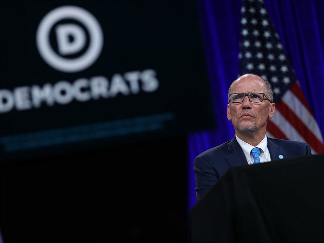 SAN FRANCISCO, CALIFORNIA - AUGUST 23: Democratic National Committee chairman Tom Perez looks on during the Democratic Presidential Committee (DNC) summer meeting on August 23, 2019 in San Francisco, California. Thirteen of the democratic presidential candidates are speaking at the DNC's summer meeting. (Photo by Justin Sullivan/Getty Images)
