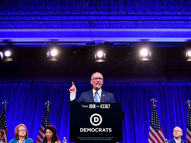 Chair of the Democratic National Committee Tom Perez speaks on-stage during the Democratic National Committee's summer meeting in San Francisco, California on August 23, 2019. (Photo by JOSH EDELSON / AFP) (Photo credit should read JOSH EDELSON/AFP via Getty Images)