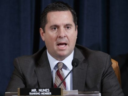 Ranking member Rep. Devin Nunes, R-Calif., makes opening remarks before hearing testimony by Jennifer Williams, an aide to Vice President Mike Pence, and National Security Council aide Lt. Col. Alexander Vindman, before the House Intelligence Committee on Capitol Hill in Washington, Tuesday, Nov. 19, 2019, during a public impeachment hearing …