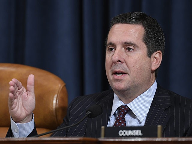 Ranking member Rep. Devin Nunes of Calif., questions U.S. Ambassador to the European Union Gordon Sondland as he testifies before the House Intelligence Committee on Capitol Hill in Washington, Wednesday, Nov. 20, 2019, during a public impeachment hearing of President Donald Trump's efforts to tie U.S. aid for Ukraine to …
