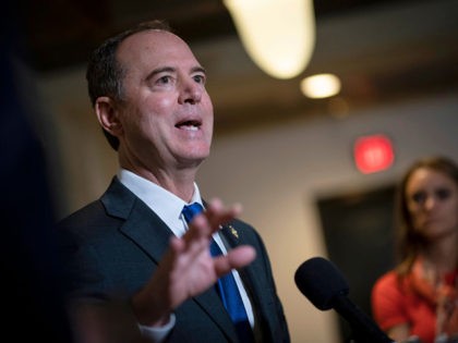 WASHINGTON, DC - NOVEMBER 4: U.S. House Intelligence Committee Chairman Rep. Adam Schiff (D-CA) speaks to reporters following a closed-door hearing with the House Intelligence, Foreign Affairs and Oversight committees at the U.S. Capitol on November 4, 2019 in Washington, DC. On Monday, House investigators released the first transcripts from …
