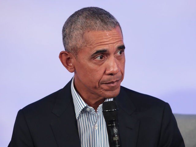 CHICAGO, ILLINOIS - OCTOBER 29: Former U.S. President Barack Obama speaks to guests at the