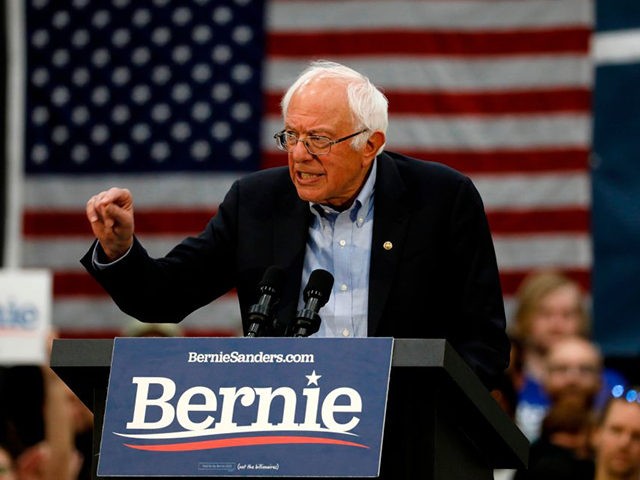 2020 Democratic presidential hopeful US Senator Bernie Sanders (D-VT) speaks during a camp