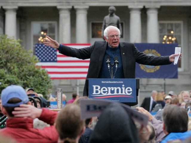 Democratic presidential candidate Sen. Bernie Sanders, I-Vt., gestures during a rally afte