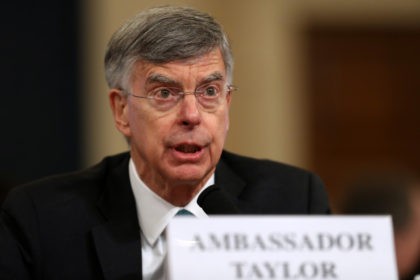 WASHINGTON, DC - NOVEMBER 13: Top U.S. diplomat in Ukraine William B. Taylor Jr. testifies before the House Intelligence Committee in the Longworth House Office Building on Capitol Hill November 13, 2019 in Washington, DC. In the first public impeachment hearings in more than two decades, House Democrats are trying …